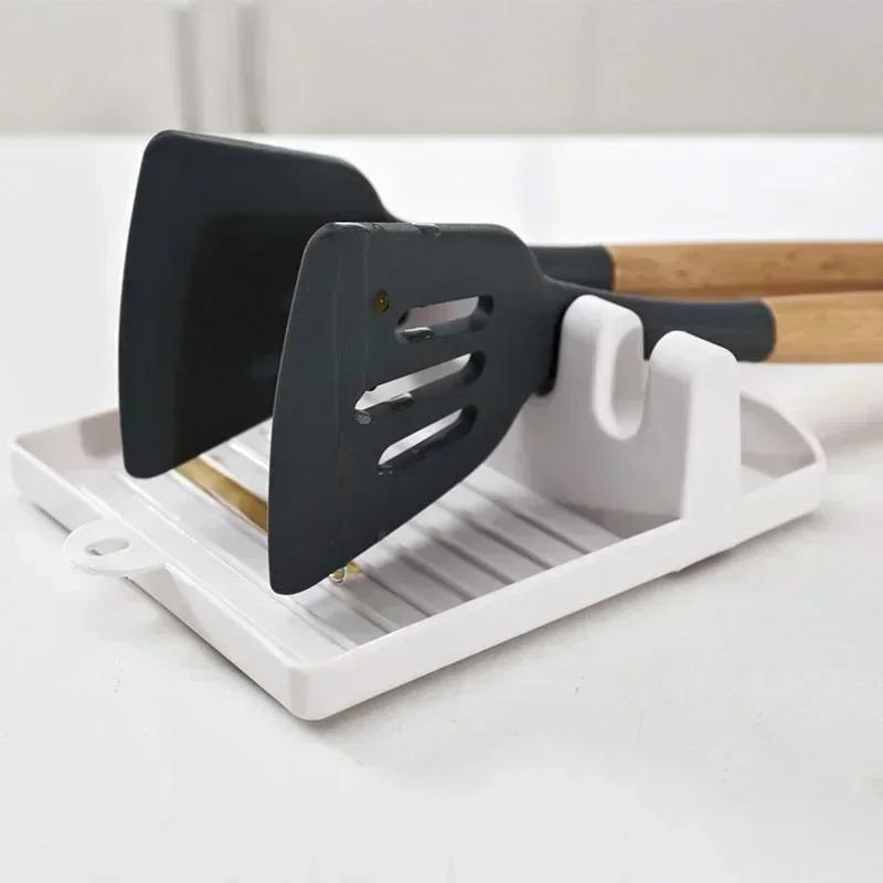 Kitchen Countertop Spatula Lid Storage  Drainage Rack Home Plastic Storage Rack Multifu Tableware Kitchenware Storages Racks