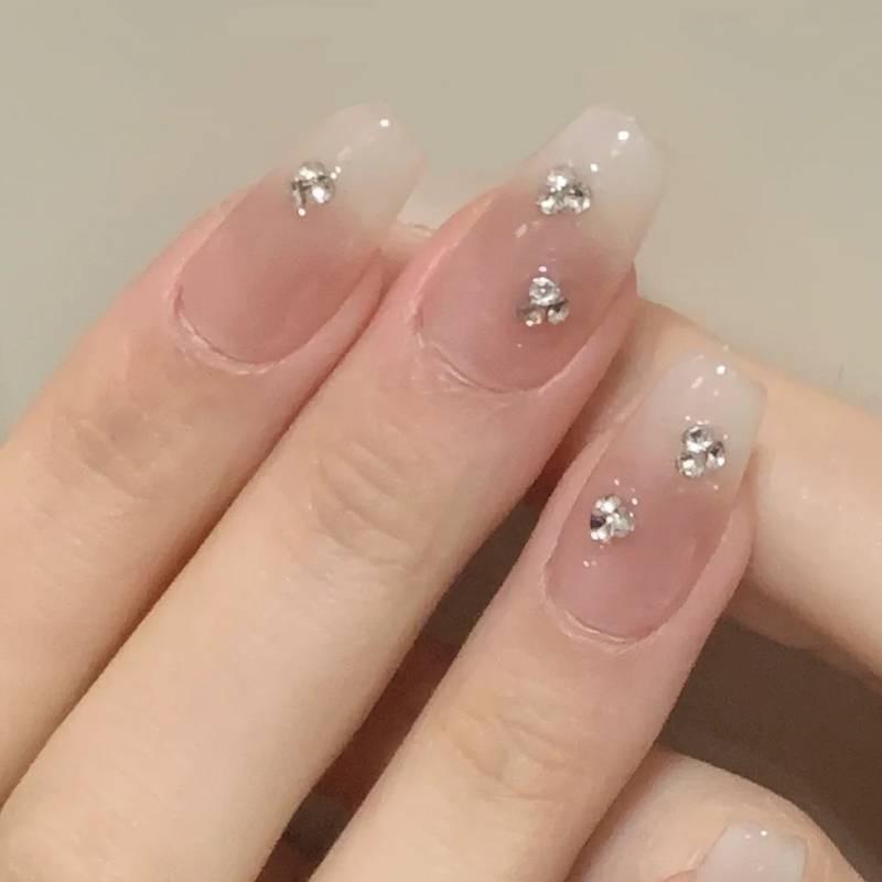 Nail Handmade Wearing Gradient Naked Color Student Pure Desire Sparkling Cute