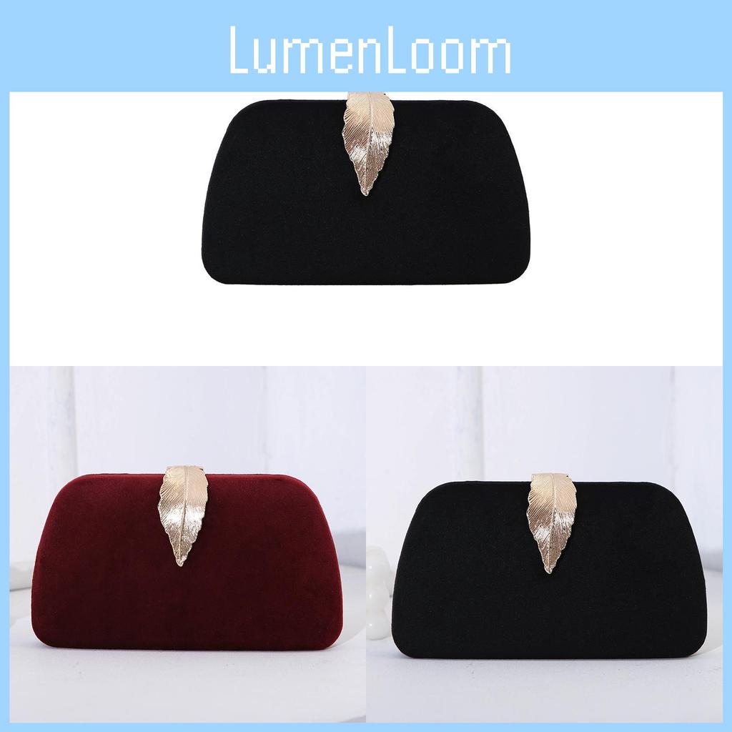 Elegante Pochette da Sera in Velluto con Decorazione a Foglia Metallica per Feste ed Eventi Formali