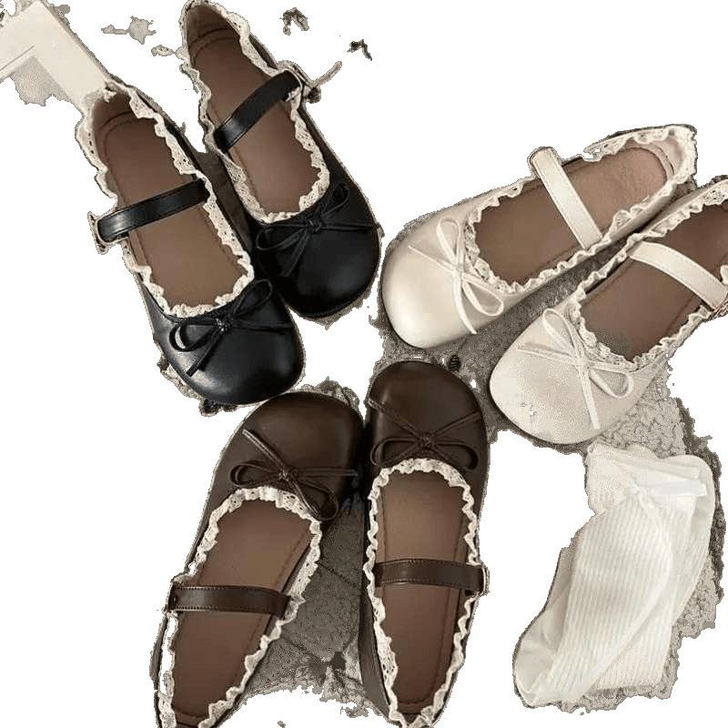 Jentete Hjerte Sløyfe Mary Jane Små Skinnsko Dames Små Blomsterknopper Vår 2025 Ny Lolita med Skjørt
