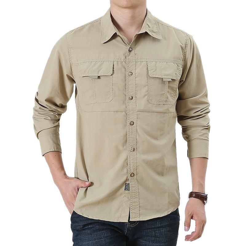 Men S Loose Long Sleeve Quick Dry Casual Shirt For Spring Autumn