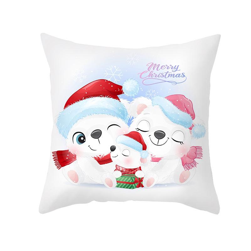 Cartoon Watercolor Christmas Pillow Cover Printed Cute Christmas Snowman Sofa Cushion Pillow Cover Home