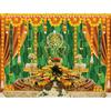 Indian Pooja Traditional Backdrop Diwali Ganpati Ganesh Marigold Puja Photography Background Green Banana Leaves Adult Religious Service Weeding