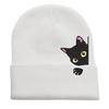 Ladies cute cat embroidered knitted hat autumn and winter warm knitted cover no edge hat