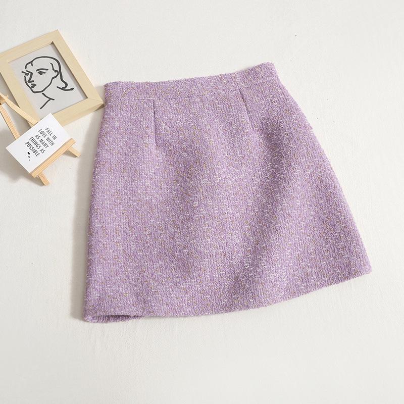 

2025 New Women s A-Line High Waist Short Skirt: Stylish, Slimming, Anti-Exposure, Autumn/Winter Hip-Hugging Design Small фиолетовый