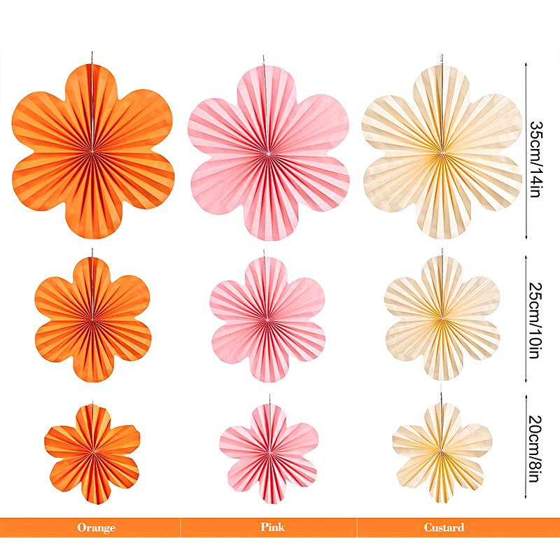 9 stk Hengende Papirvifter Tapet Bryllupsblomsterveggdekorasjon Fest Flere Alternativer Tilgjengelig