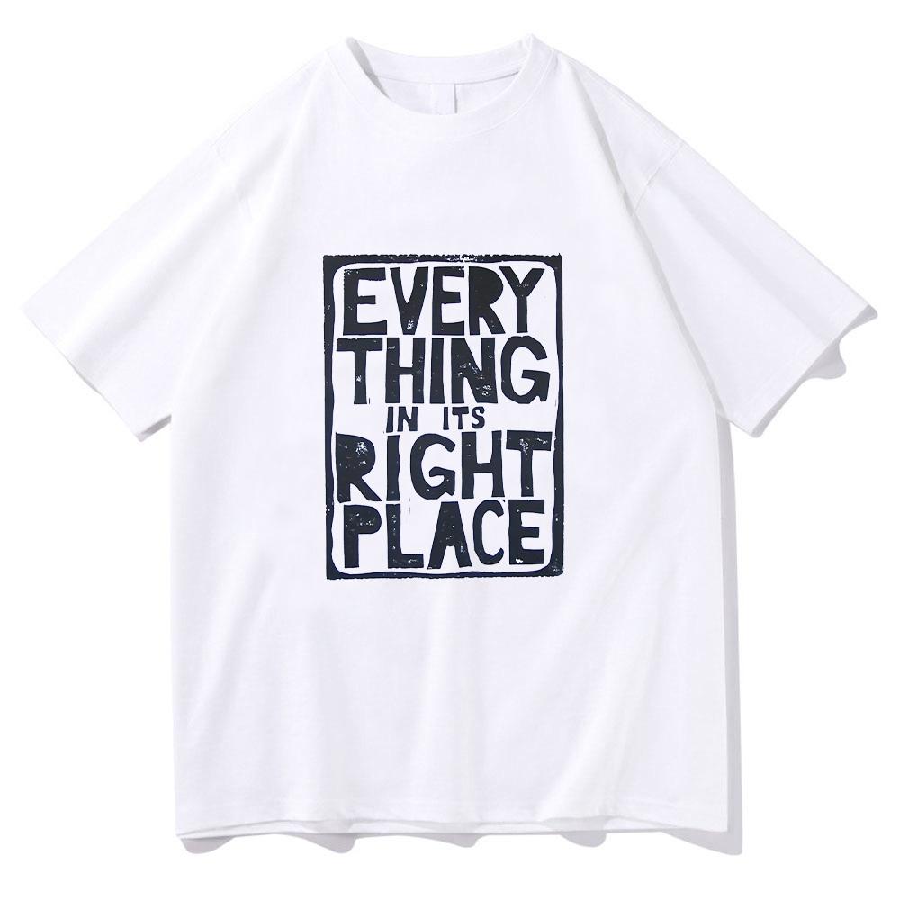 Radiohead Everything in Its Right Pattern Tshirt Radiohead Rock Band Tshirt Summer Mens Retro Classic Pure Cotton Tshirt Y2K L