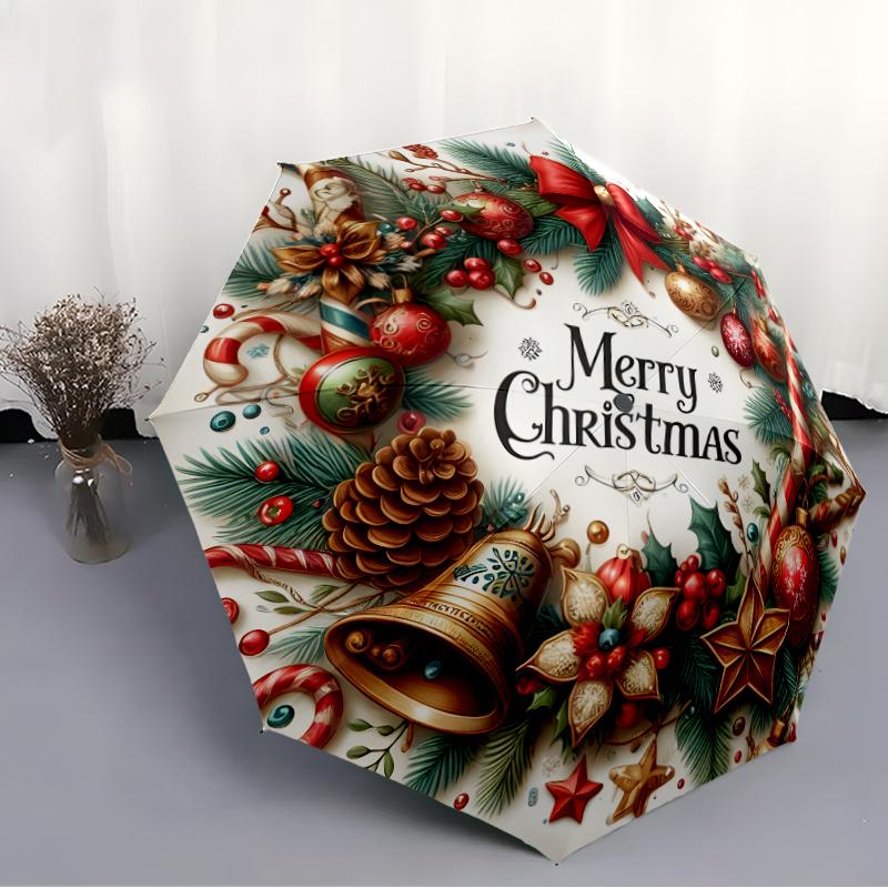 Chrismas Fashionable Automatic Opening/Closing Folding Umbrella. Portable and Foldable, Ideal for Gift, Travel, and Daily Use.