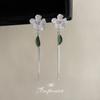 Micro-inlaid Zircon Glass Crystal Fresh and Sweet Long Fringed Flower Silver Needle Earrings Elegant Earrings