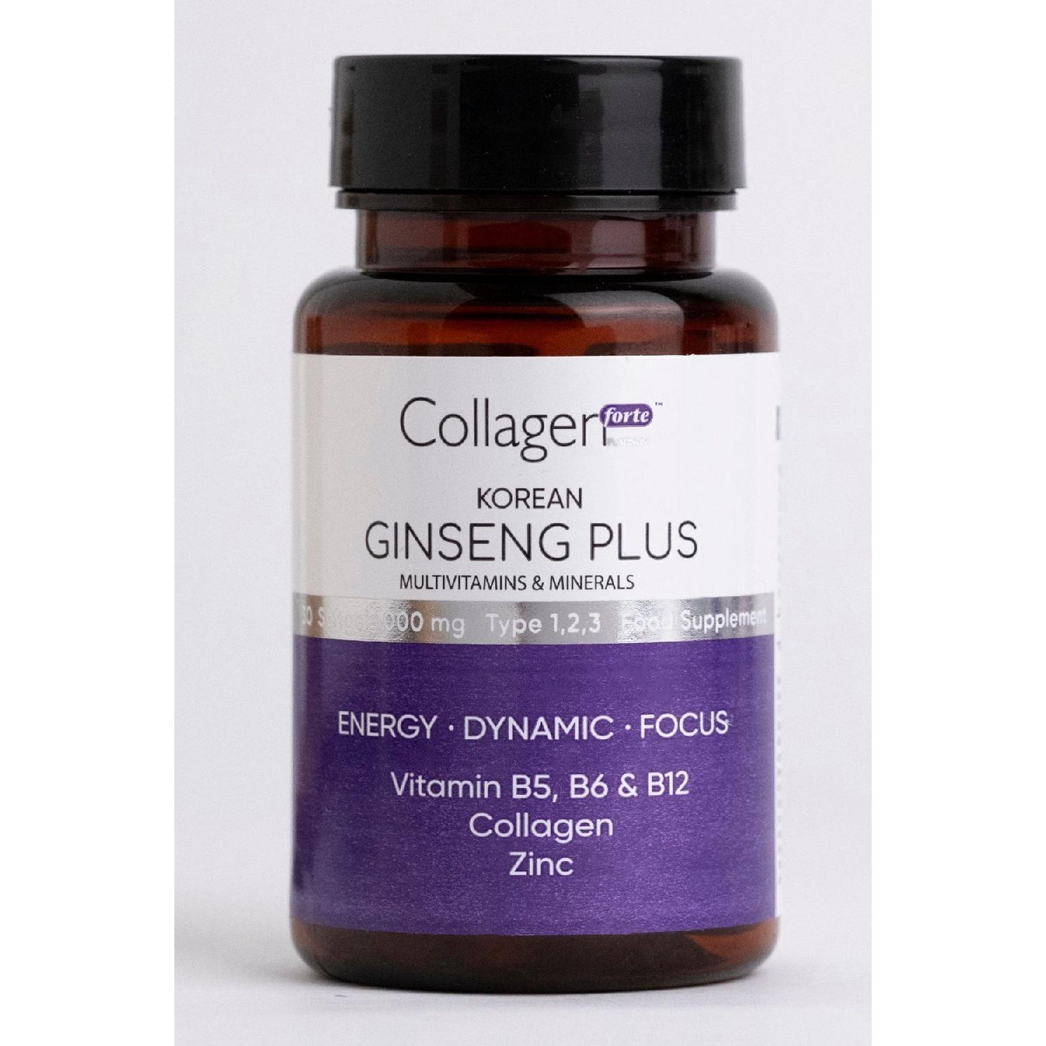 

Red Korea Ginseng Plus, Hydrolyized Collagen, Vitamin B5, B6, B12