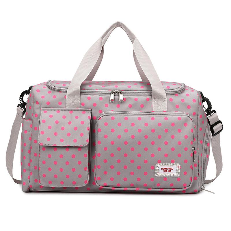 Travel bag, large capacity, polka dot design, fashionable sports and fitness bag, with separate compartments for wet and dry items, yoga training