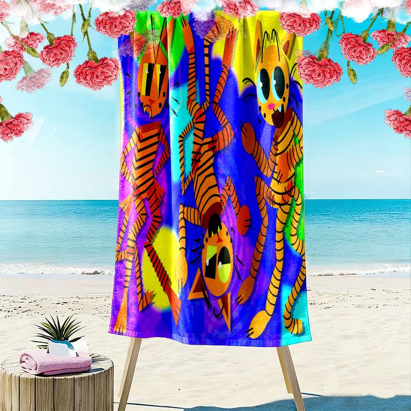 Dog Man Print Beach Towel, Large Soft Quick Dry Towel for Beach Camping Swimming