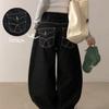 The Pink Leaf Stripe Stitch Wide Balloon Fit Pants