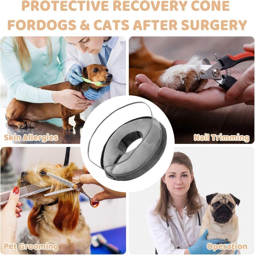 Anti-licking Clear Shield Inflatable Dog Cone Collar Adjustable Dog Recovery Collar  Puppy