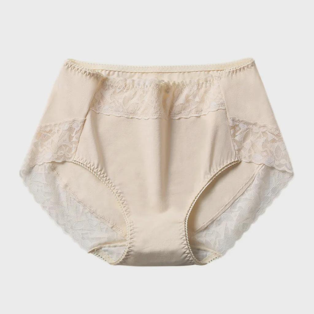 Women's High-Waisted Cotton Lace Underwear - Antibacterial, Breathable, Hip-Lifting, Plus Size 