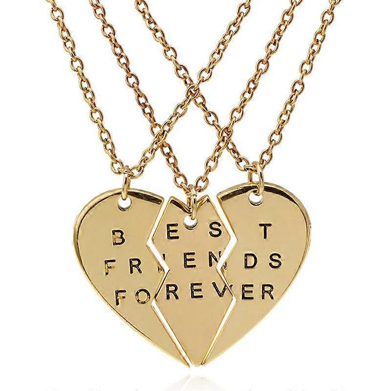3pcs Personalized Best Friends Forever Necklace Stainless Steel Engraved Puzzle Heart Friendship Pendant Necklaces Gift