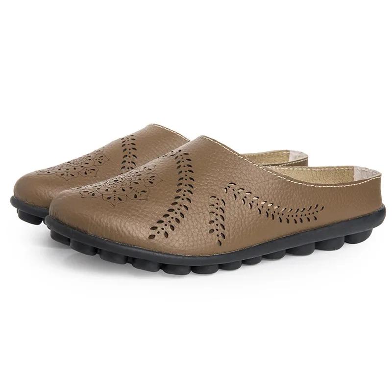 Fashion 2025 Spring Summer Women Shoes Size 43 Women Flats With Genuine Leather Chaussures Femme Slip On Women Loafers Flat Shoes Woman