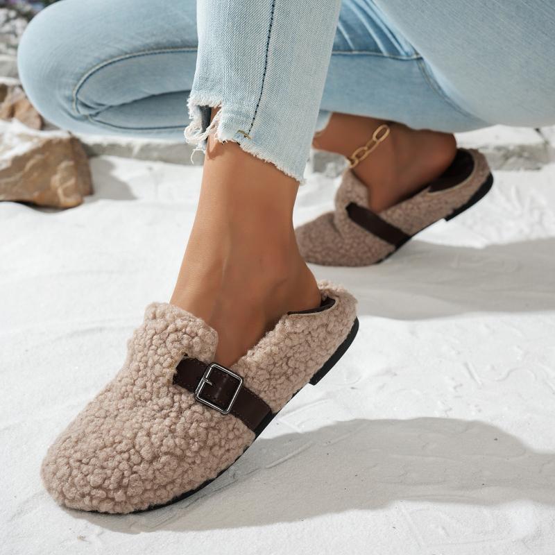 Women's Cotton Shoes Low-cut Lamb Wool Warm Peas Cotton Slippers Indoor and Outdoor Fashion Cotton Shoes