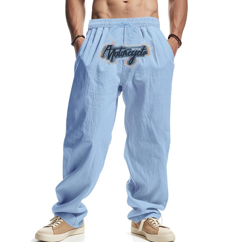 Weft Losse wijde pijpen hiphop high street trend gewassen geborduurde casual sportbroek L lichtblauwe kleur