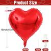 10Pcs 18-Inch Large Red Heart Shaped Foil Balloons for Valentine's Day Wedding Shower Anniversary Engagement Party Decoration