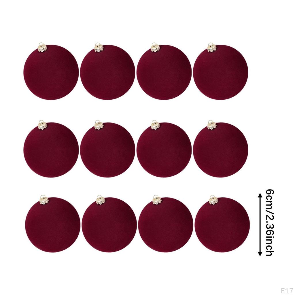 12 Pieces Velvet Christmas Ball Ornaments Tree Decor Elegant Sturdy Decorative Hanging for