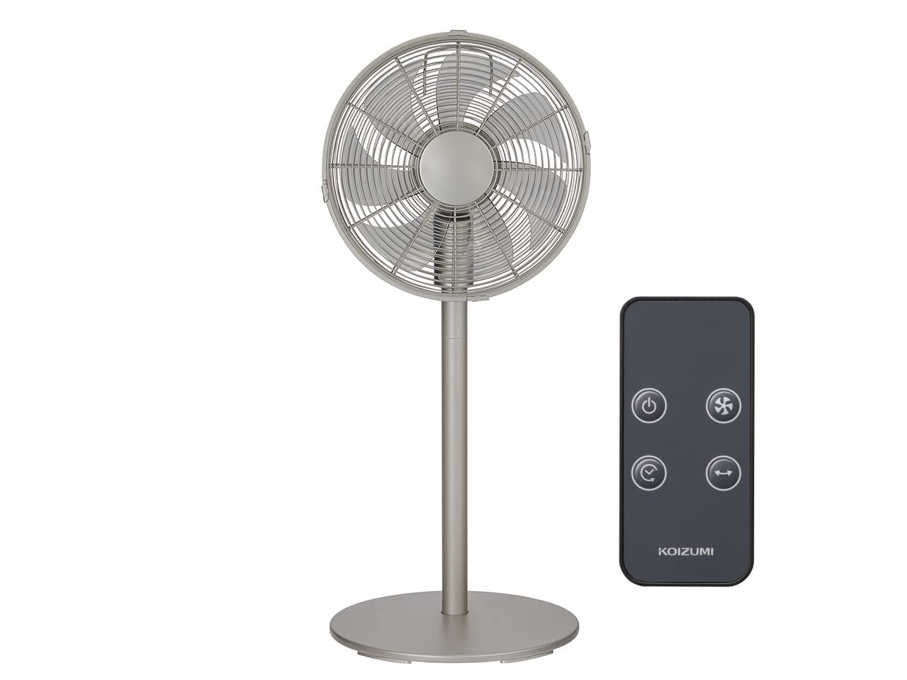 Koizumi Electric DC Télécommande 6 Niveaux d'Air Minuterie d'Arrêt Argent KLF-3037/S Ventilateur, Moteur, Contrôle, Volume, Oscillation, Inclus,