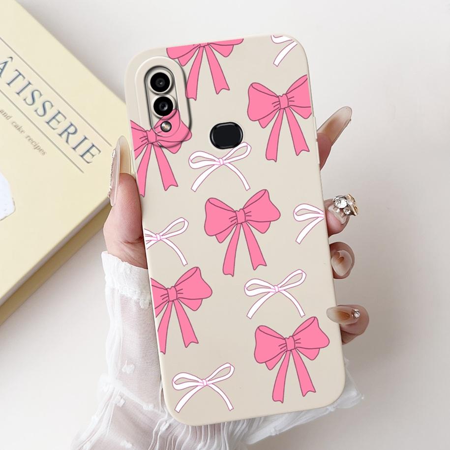For Samsung Galaxy A10 A10S M01S Phone Case Fashion Flower Back Cover Liquid Silicone Protector on Samsung A 10 Shockproof Funda