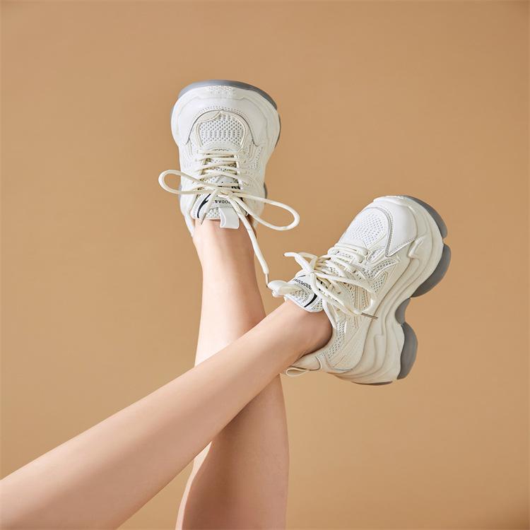 Retro Daddy Shoes Women's Spring  New Style Thick-soled Heightened Color Matching All-match Casual Sports Shoes