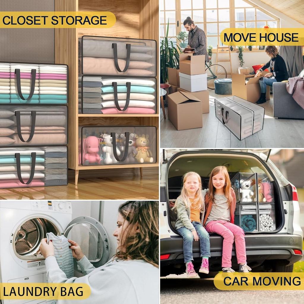 2PCS Transparent Large Zipper Activity Bag Storage Bag, Household Luggage Woven Bag, Moving Mobile Waterproof Zipper Bag