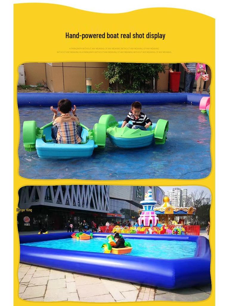 Children's Inflatable Electric Bumper Boat - Hand-Cranked & Paddle, Double Person Parent-Child Outdoor Play Toy.