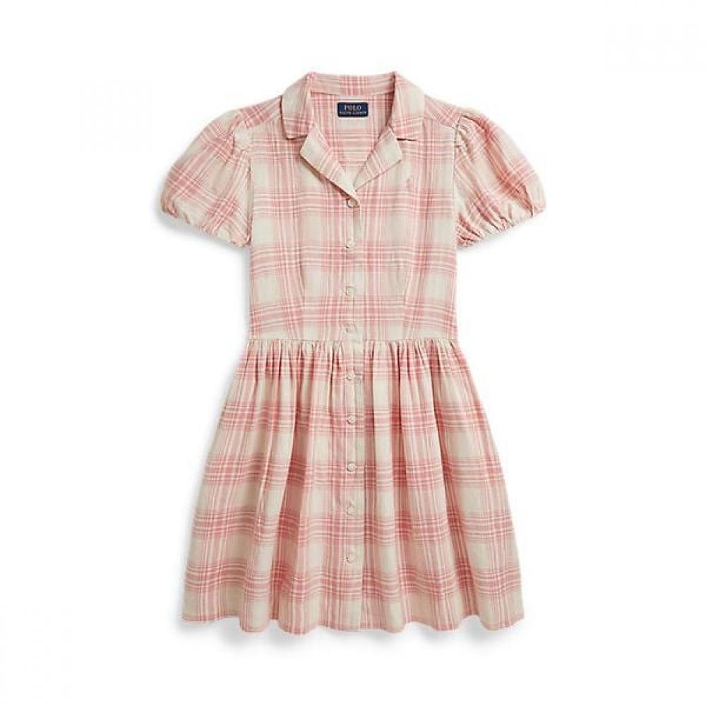 Polo Ralph Lauren Girls 7 16 Plaid Linen Cotton Shirt Dress 8