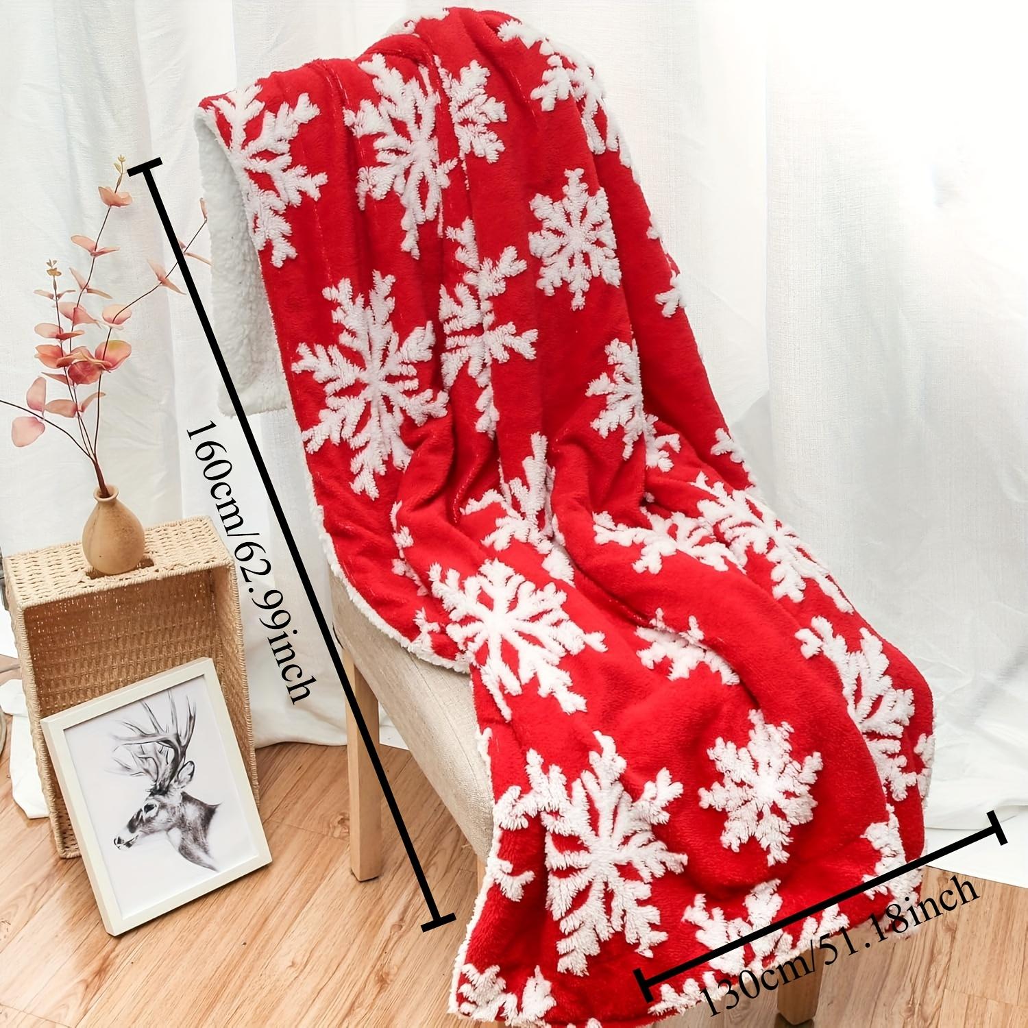 

1pc Christmas Red Throw Blanket White Snowflake Throw Blanket Xmas Winter Holiday Cozy Fuzzy Plush Throw Blankets Super Soft червоний