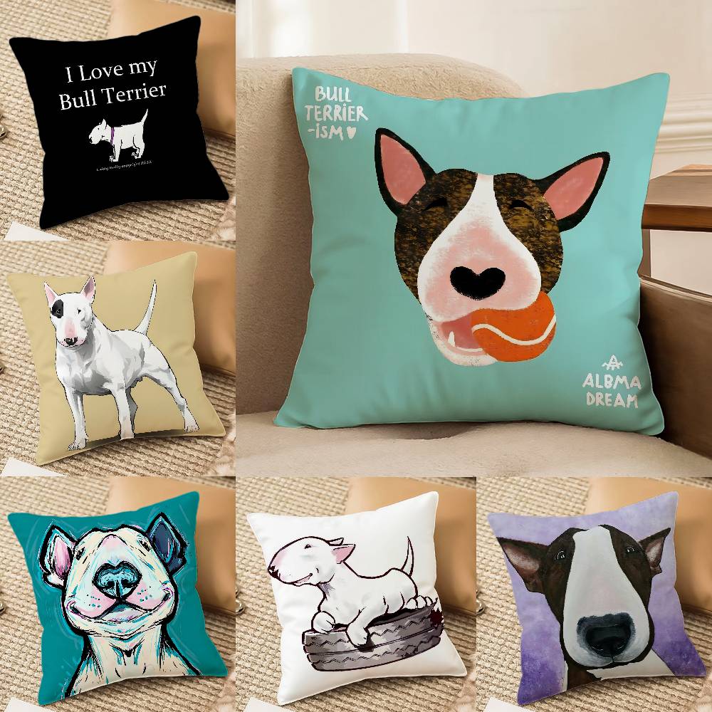 Cartoon Bull Terrier Series Pillow Case Antidustmite Invisible Zipper Sofa Bed