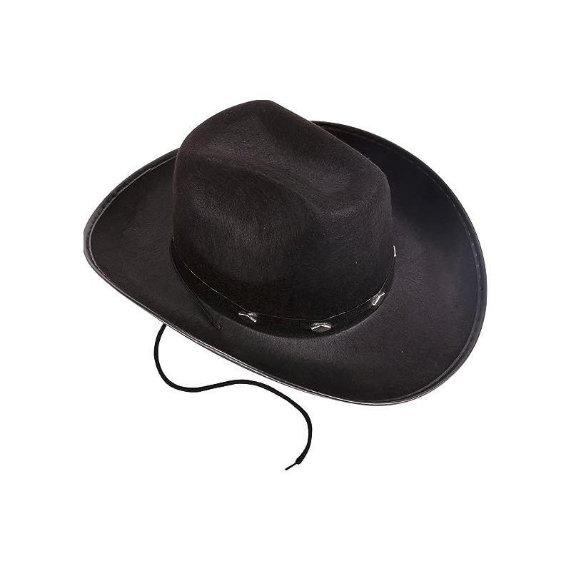 Classic Felt Cowboy Hat, Wide Brim Western Hat with Chin Strap for Costume & Party