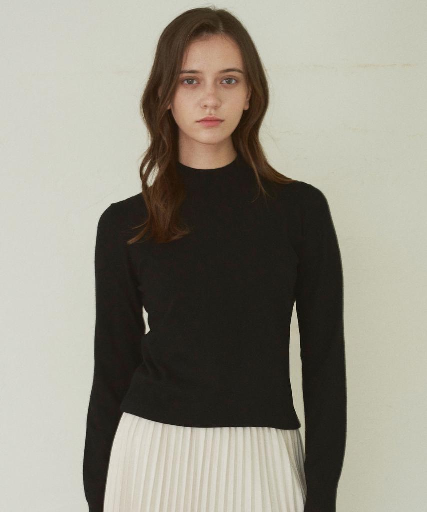 210EDIT Women'S Cashmere Blend Mock Turtleneck Knit_Zz4Sw011_Blk