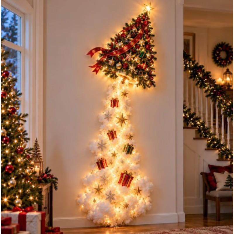 Glowing Christmas Door Hanger Festive Wall Decor Wooden LED Light Ornament