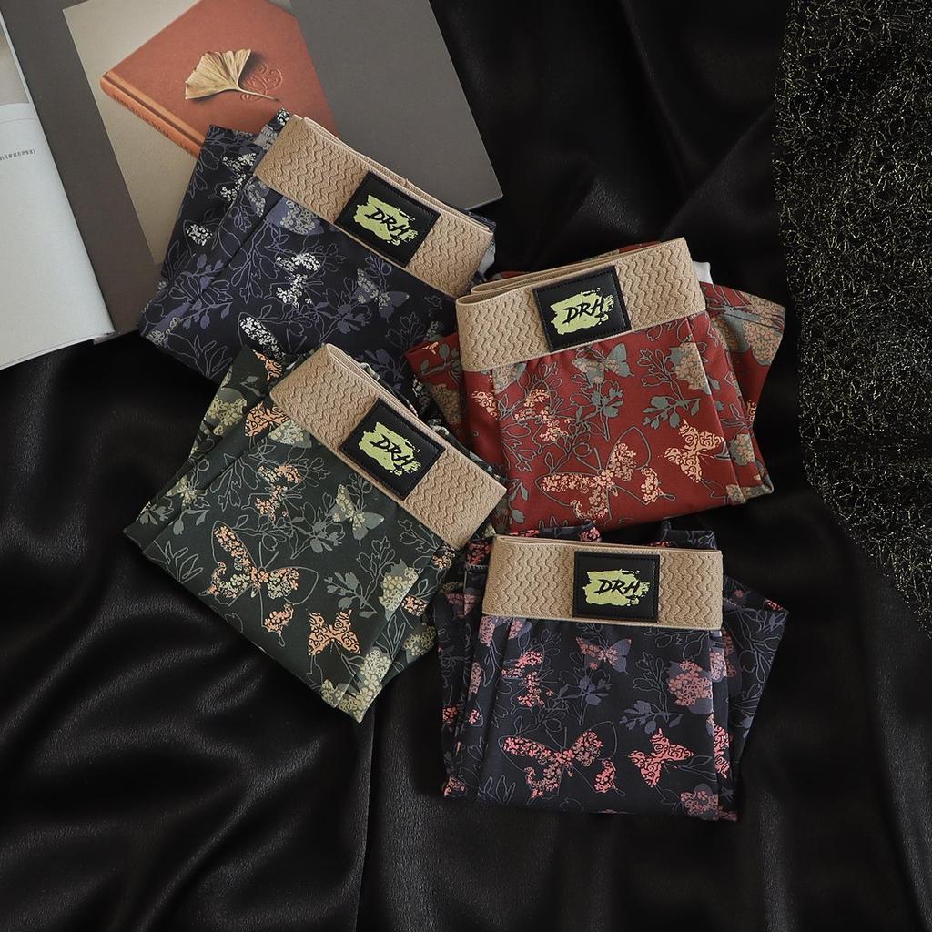 Herrenmode Baumwoll-Boxershorts mit Schmetterlingsdruck - Bequem & Atmungsaktiv