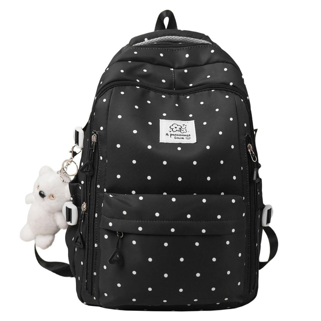 Polka Dot Backpack for Students: Large Capacity, Casual, for School & Outings