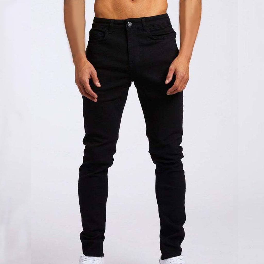 Fashion Men's Casual Stretchy Pleated Jeans Slim Fit Denim Pants