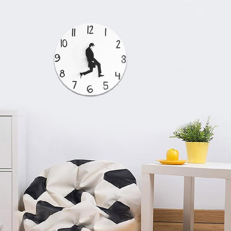 Novelty Comedian Wall Watch Funny Walking Silents Mutes Clocks for Home Living Room Bedroom Decoration