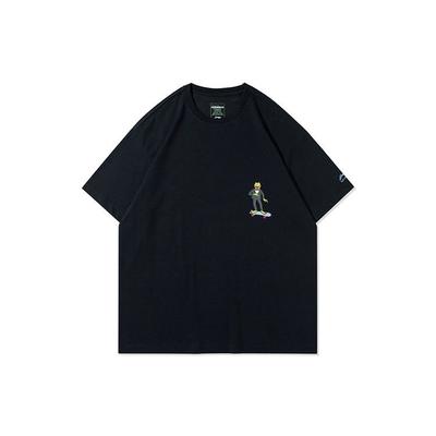 Li Ning X Disney T-shirt ample à imprimé dessin animé pour couple Unisexe Hauts Noir AHSR845-2