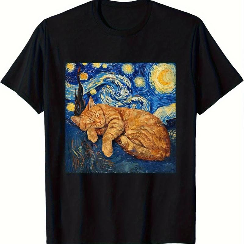 Star Cat Graphic Tshirts for Women Summer Casual Fashion Loose Funny Streetwear Tops Crew Neck Short Sleeve Tshirts Unisex