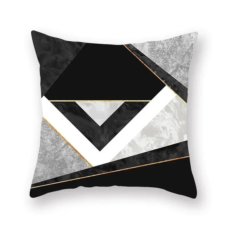 Marble Sofa Decoration Gold Black Geometric Cushion Cover Sofa Stripe Bedroom Living Room Throw Pillow Cover