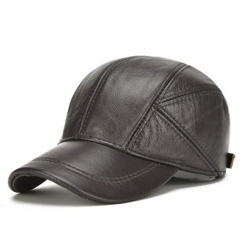 

Male Winter Genuine Real Cow Leather Baseball Hats Men Casual Real Leather Earflap Cap Men Real Cowhide Leather Caps Adjustable