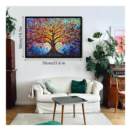 PICKFORU Stained Glass Puzzle Tree of Life Puzzle for Adults 1000 Pieces Impossible Hard Difficult C