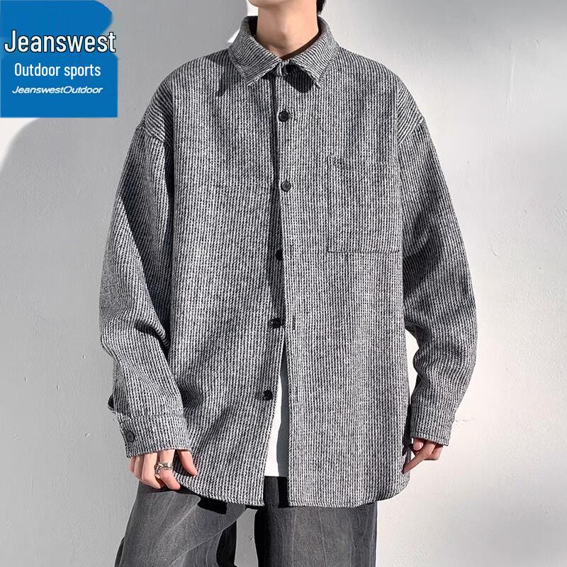 

Jeanswest Men s Retro Wool-Look Lapel Casual Jacket L