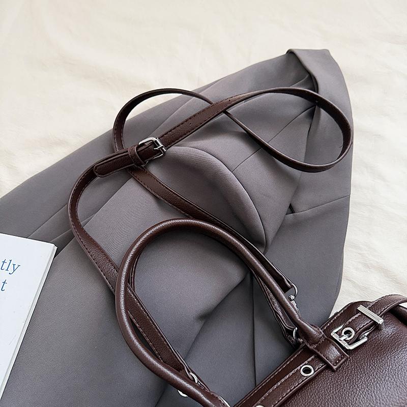 Elegant PU Handbag for Women Classic Barrel Shape Design with Dual Handles and Adjustable Shoulder Strap
