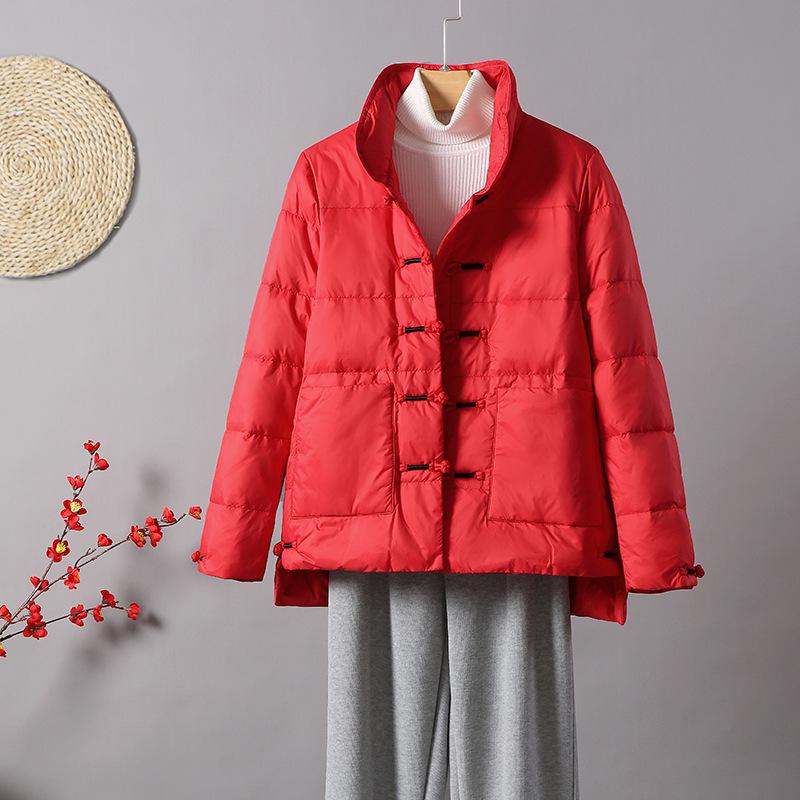 Women's Retro Artistic Down Jacket - Winter 2023 Collection: Frog Button, Ethnic Style, Fashionable Short Design