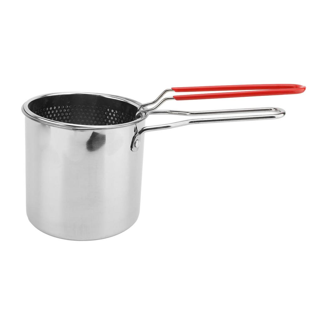 Deep Fryer Pot with Basket 304 Stainless Steel Oil Filter Vessel Cooking Oil Container for Kitchen