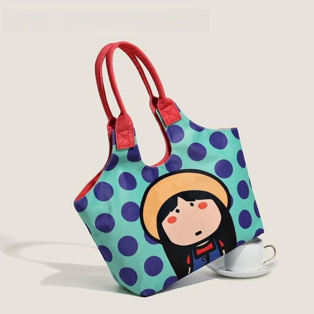 Fashion Cute Print Women's Cartoon Handbag Portable Durable Shoulder Bag Shell Bag Canvas Bag Travel Fabric Handbag